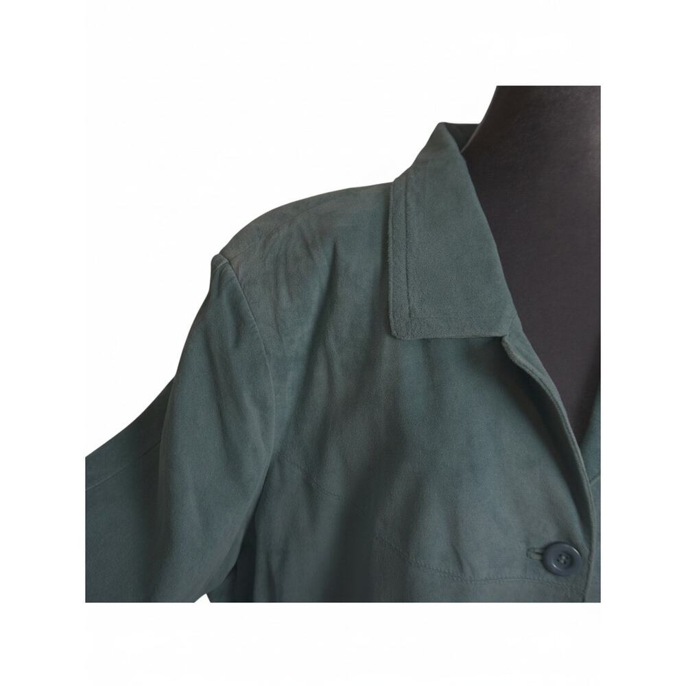 Jessica Holbrooks Mint Green Leather Suede Jacket Lined w/ Pockets Sz 3X GUC - Picture 9 of 16